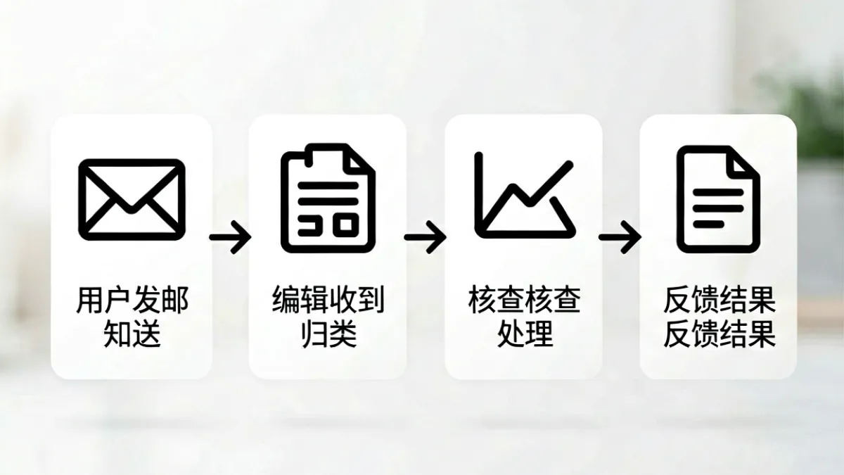 黑丝导航联系流程说明图，展示用户提交申请后的处理步骤与时间节点